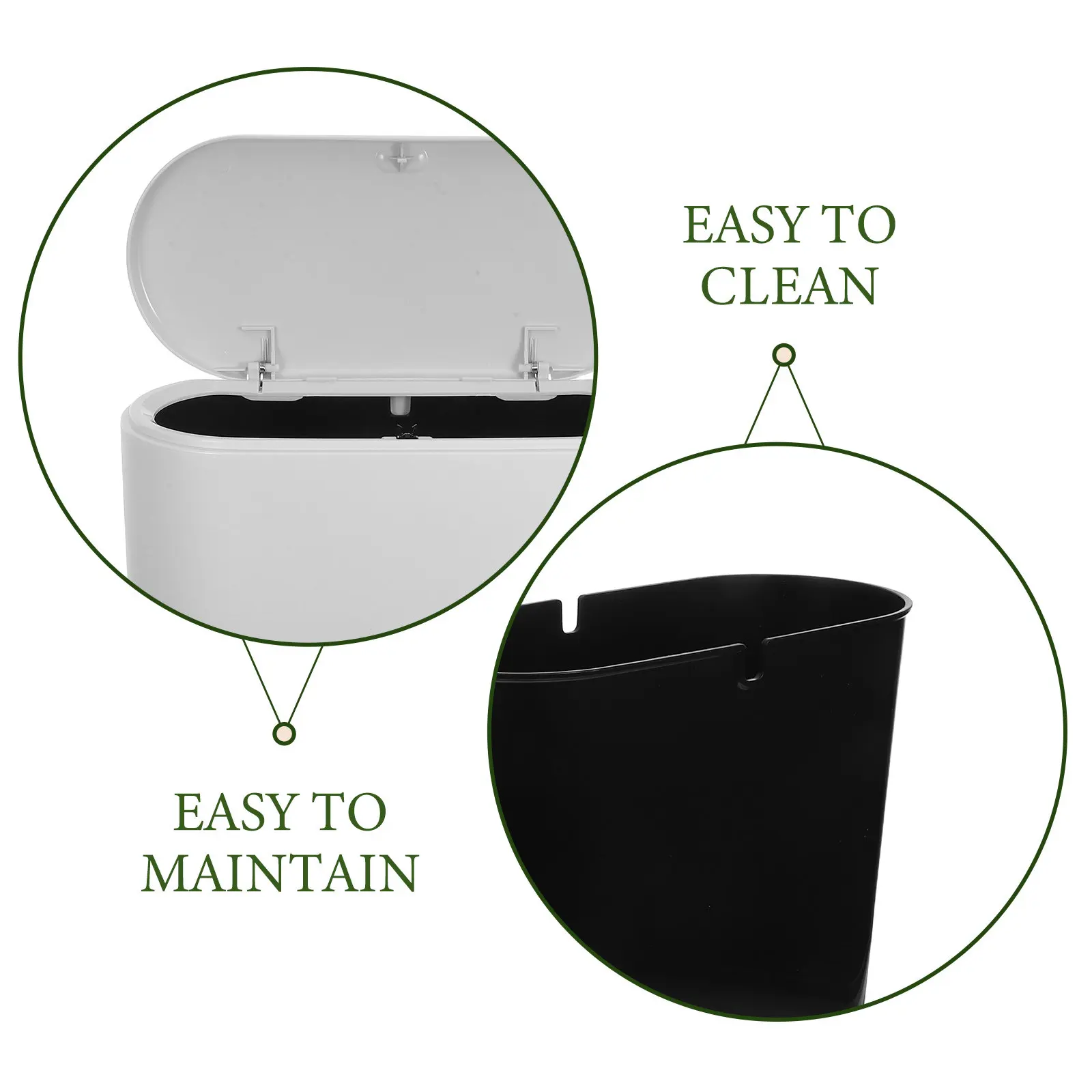Bathroom Small Trash Can Lid Slim Press Top Garbage Bin Space Saving Kitchen Cabinet Waste Basket Odor Control Modern Plastic