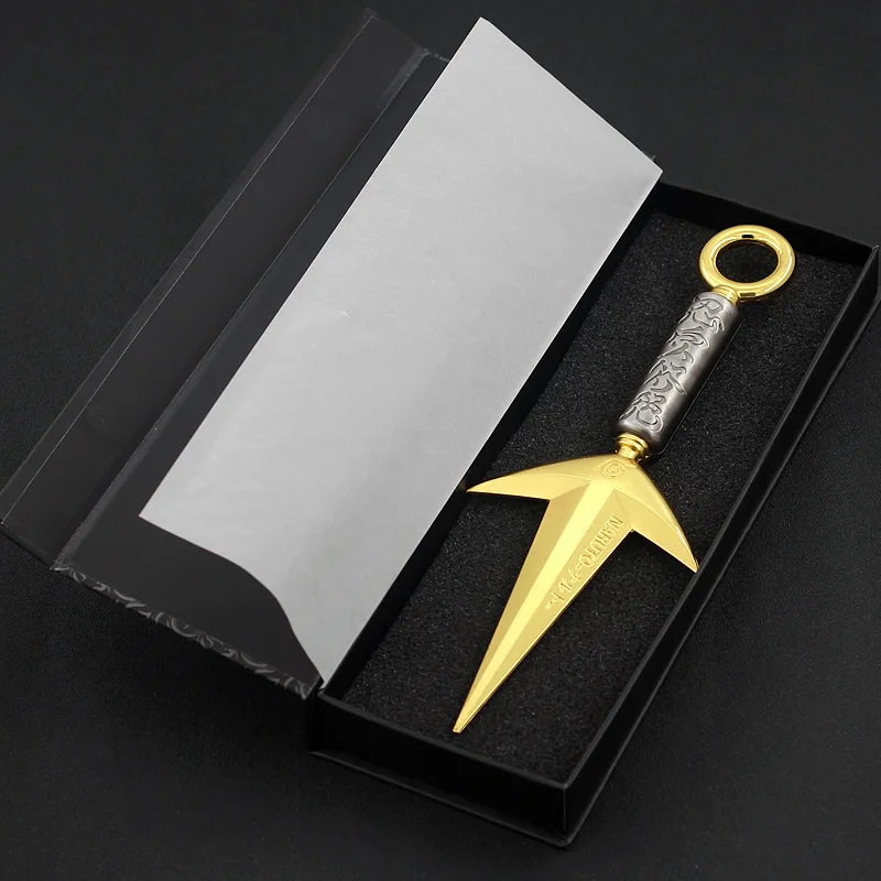 9inch/23cm Anime Naruto Namikaze Minato Weapon Flying Thunder God Art Ninja Prop Kunai Metal Craft Model Desk Ornaments Toys Boy