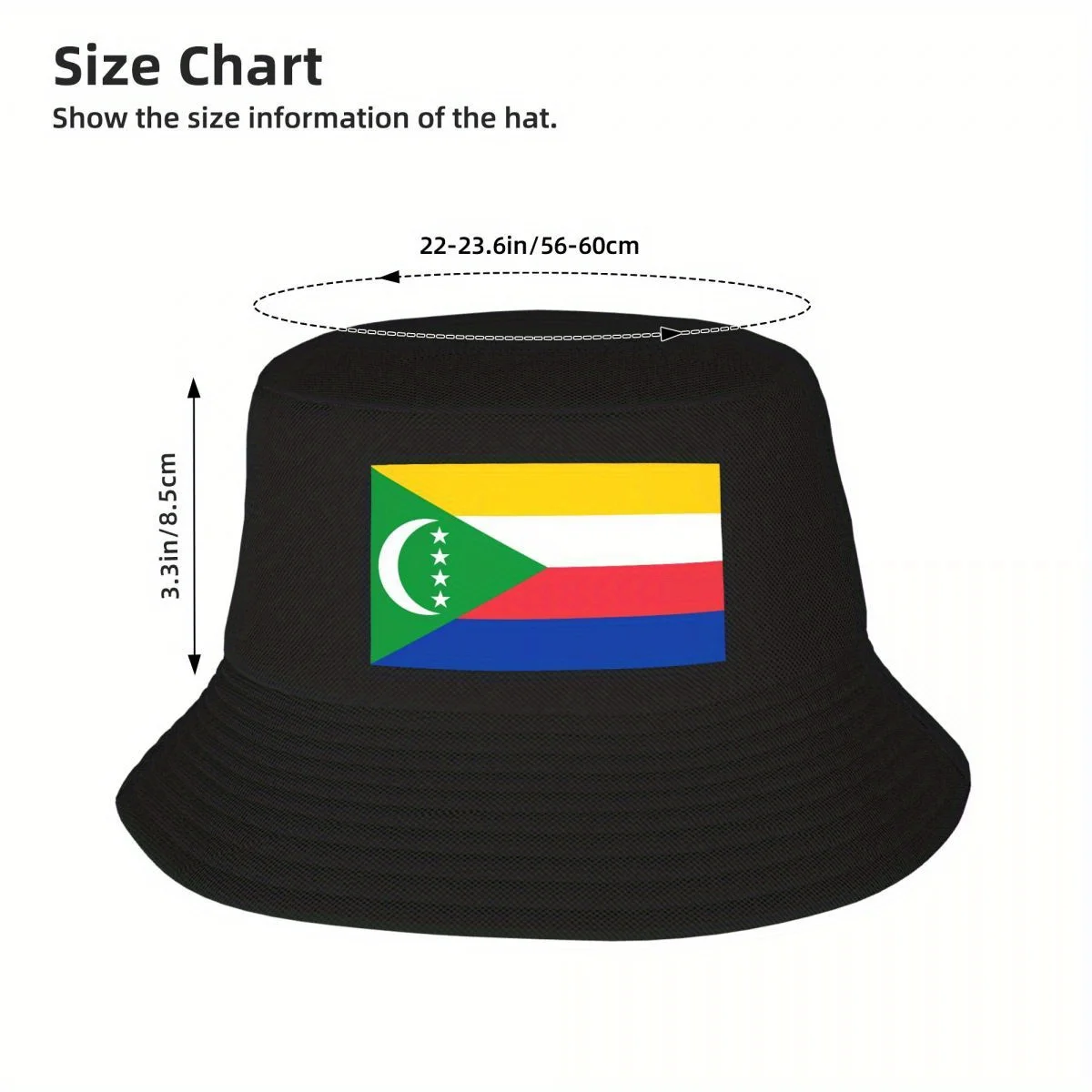 مخصص للجنسين علم كوموروس دلو قبعة السفر شاطئ الصيف قبعة الصيد