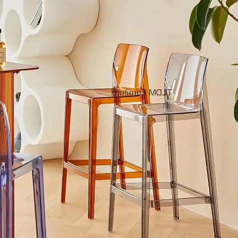 

Nordic Modern Luxury Transparent Acrylic Bar Stool - Creative Cafe & Home Use High Stool, Trendy Tall Seat Design Bar Stools