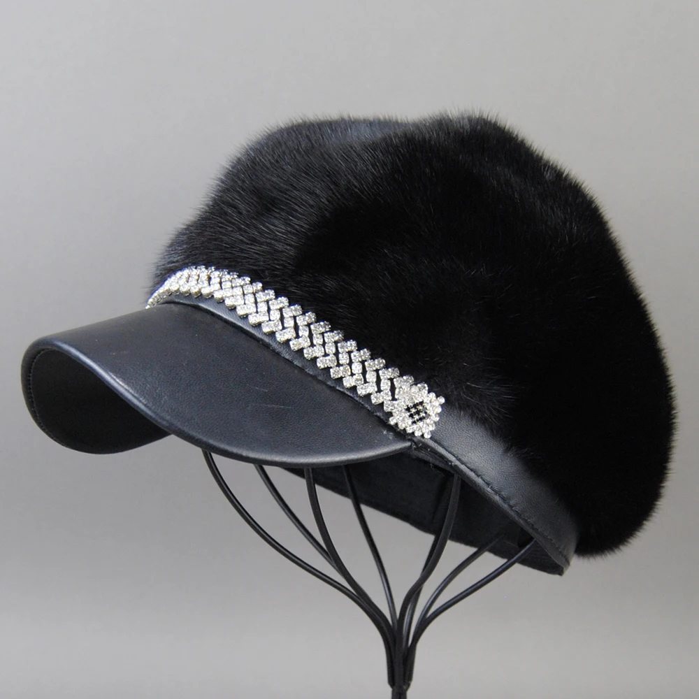 Chapeaux en fourrure de vison véritable pour femmes, visières en fourrure de vison naturel, casquettes chaudes pour femmes, chapeau en fourrure de vison, pleine peau, luxe, mode féminine, offre spéciale, hiver, nouveau