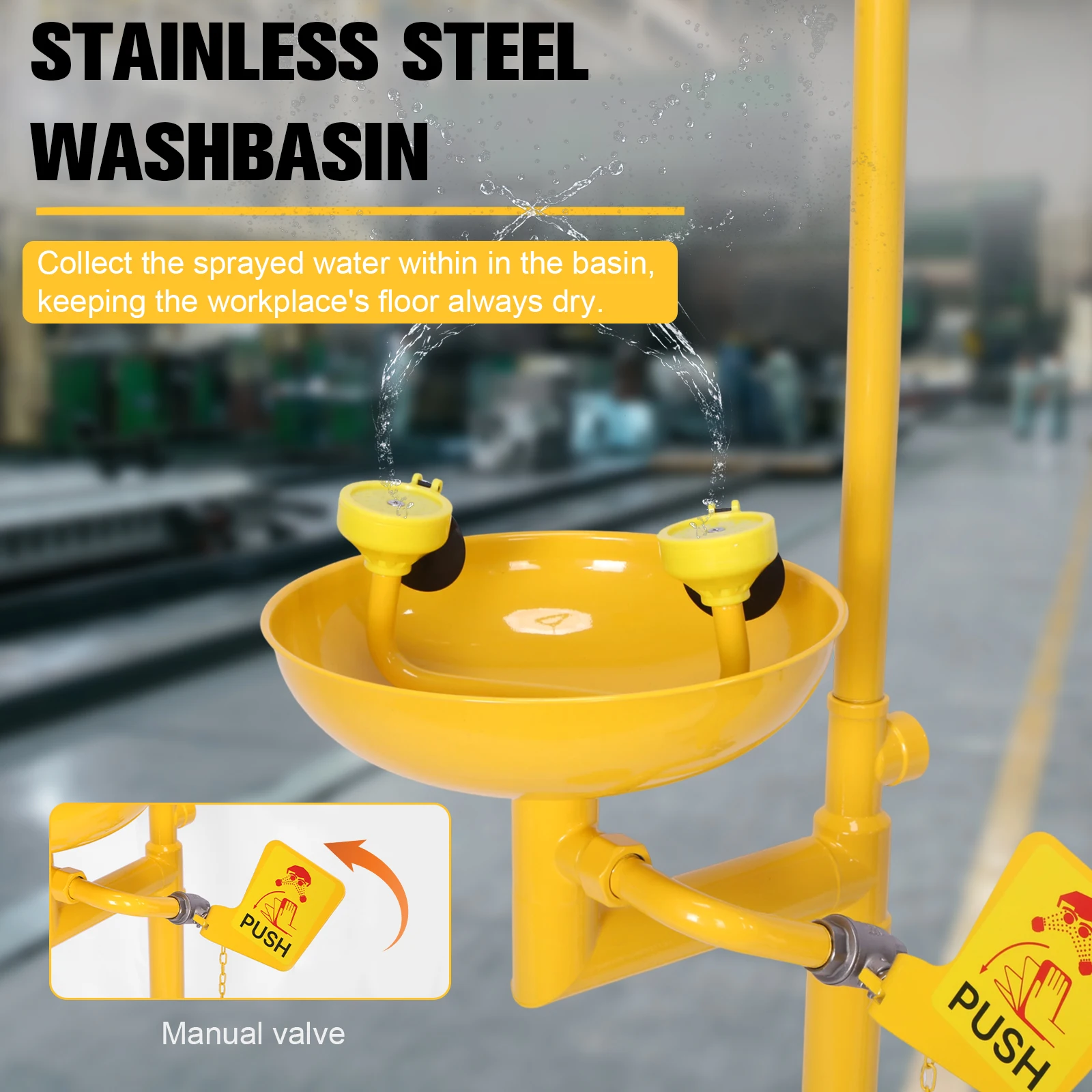 

Emergency Shower Eye Wash Station 304 Stainless Steel Emergency Face Eye Washing Station with Emergency Sign NPT Thread
