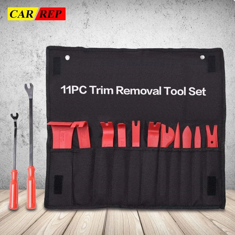 11PCS Garage Tools Car Interior Removal Kit Plastic Trim Door Panel Disassembly Suit Auto Clips Puller Diy Hand Tool