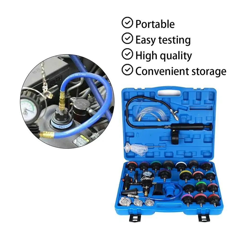 28pcs Car Radiator Coolant Pressure Tester Vacuum Refill Tool Kit Vacuum Type Coolling System Kit Auto Coolant Purge Refill Kit