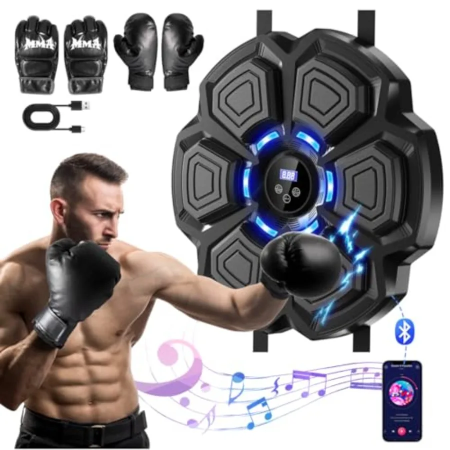 2026 Music Boxing Machine Upgrade - Smart BluetoothTwo Pairs of Gloves.Multiple Modes.Wall-Mounted for Home/Office/Gym.Ideal fo