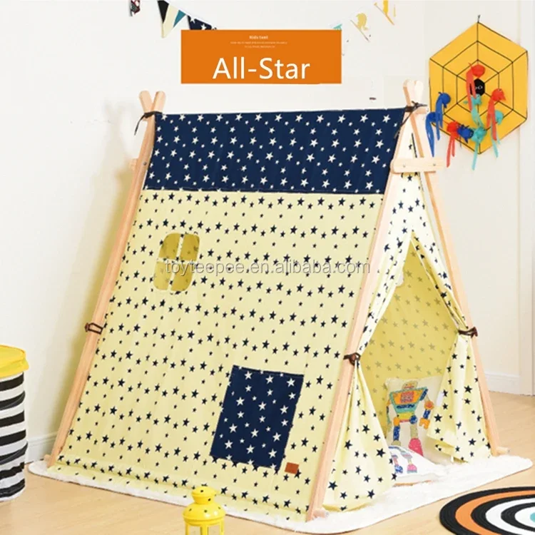 Durable Cotton Canvas A frame kids tent For Kids Play Baby Christmas Gift Indoor Baby Teepee