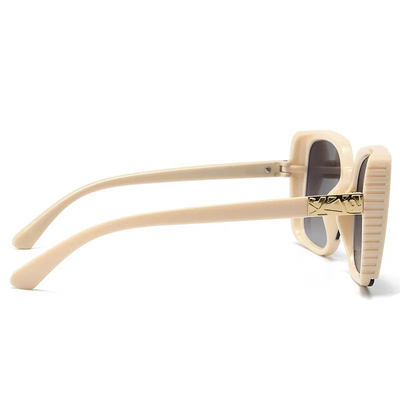 Neue stilvolle beige quadratische Sonnenbrille mit großem Rahmen – Sonnenbrille mit UV-Schutzfunktion1041 – Detail 7