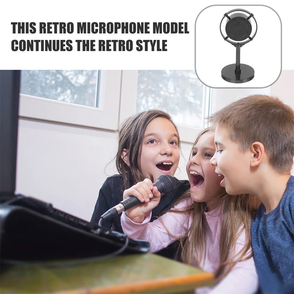 2 Buah Model Mikrofon Retro Tempat Panggung Dekorasi Bernyanyi Antik untuk Pilar Rumah