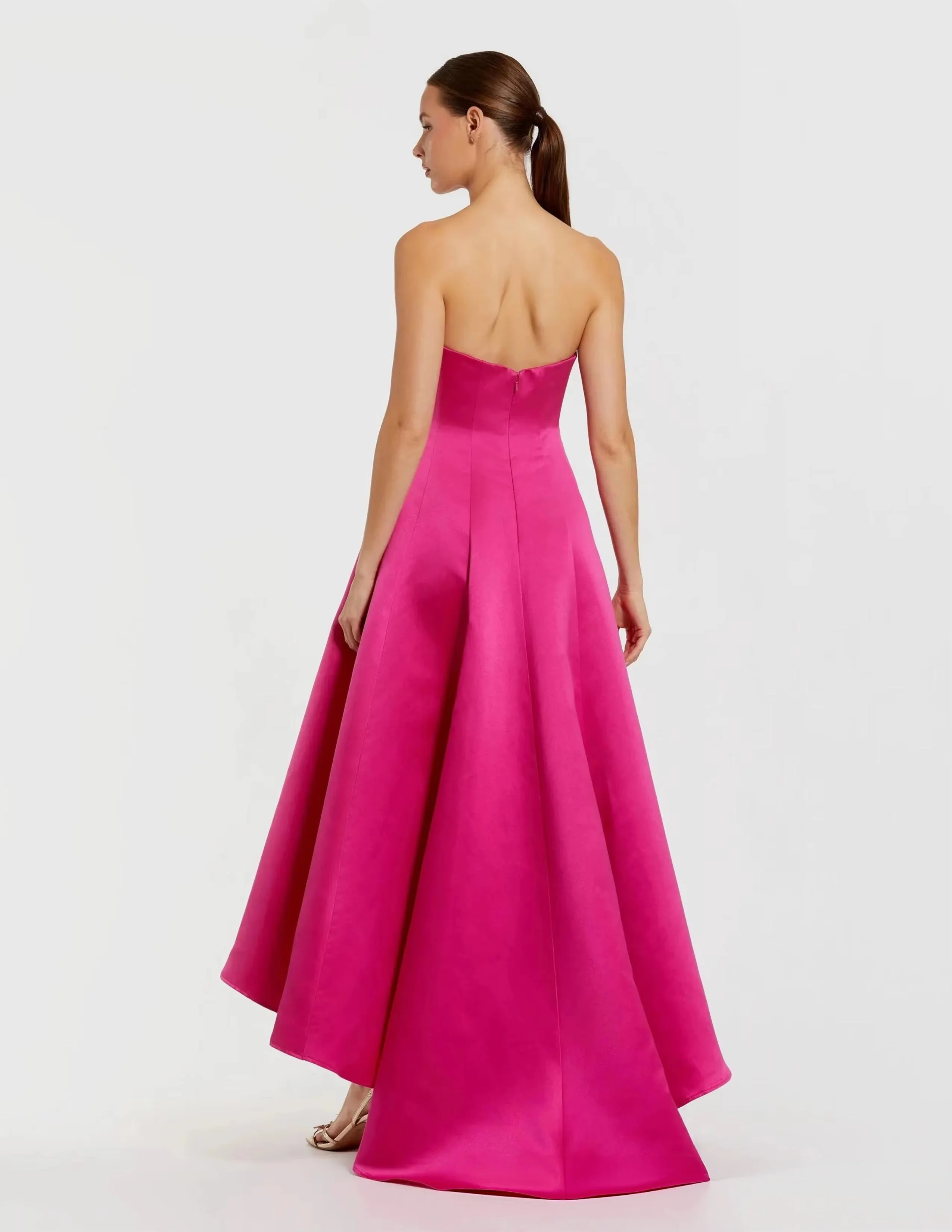 Elegant Fuchsia A Line Dress With 3D Flower And High Low Design Women Formal Evening Wedding Guest Homecoming Party Vestidos