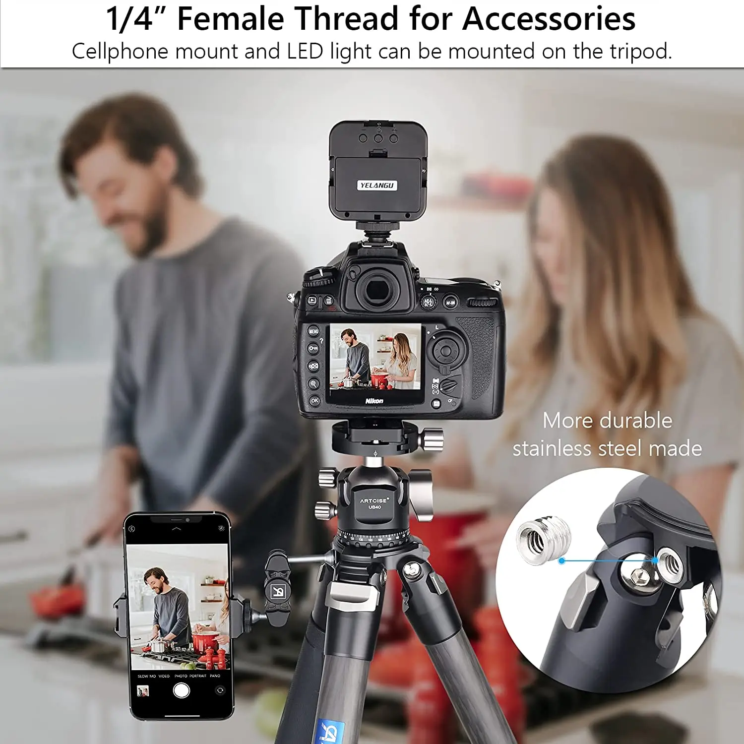 Koolstofvezel Statief Voor Camera Mobiele Telefoon Monopod Professionele Camera Statief Stand 32Mm Beenbuis Ondersteuning Voor Mobiele Telefoon Cs80c