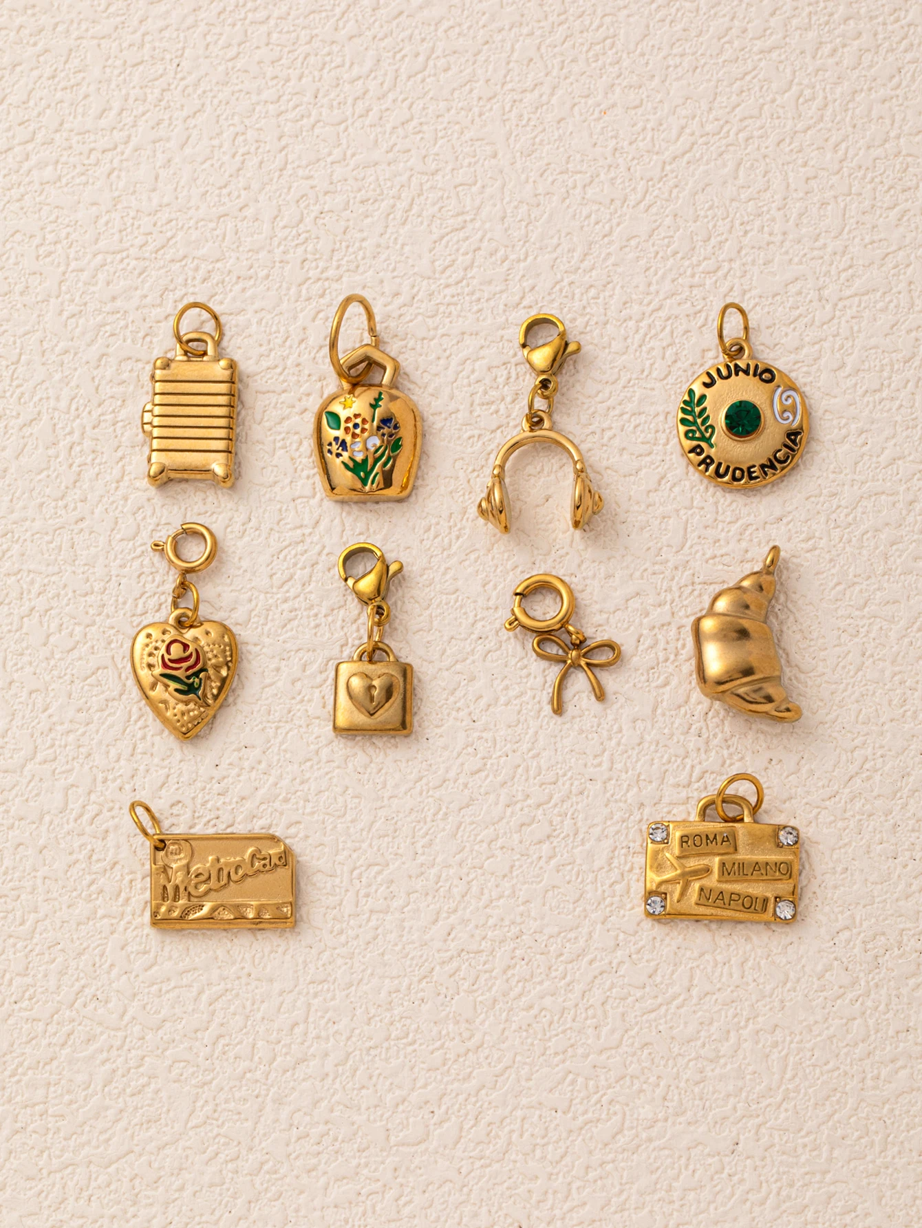 Edelstahl Mode DIY Liebes-Schleifen-Serie Anhänger PVD-beschichtet 18K Goldfarben-Schutz – Detail 3