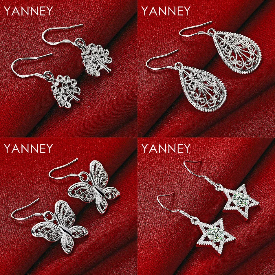 

New 925 Sterling Silver Exquisite Tree Water Drop Earrings for Women Party Gift Jewelry Accessories Wedding
