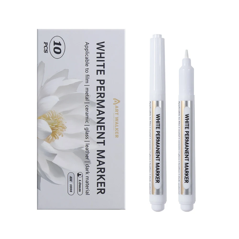 5/10/15 Pcs Permanent 1mm Tip White Marker Pens - For Metal, Wood, Plastic, Ceramic & More -Office Stationery & School supplies.