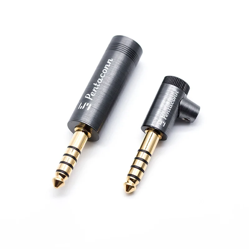 

Pentaconn 4.4 Balanced Headphone Plug DIY Black Brick/Gold Brick 4.4mm Brass OFC Oxygen-Free Copper Elbow Straight Plug Welding