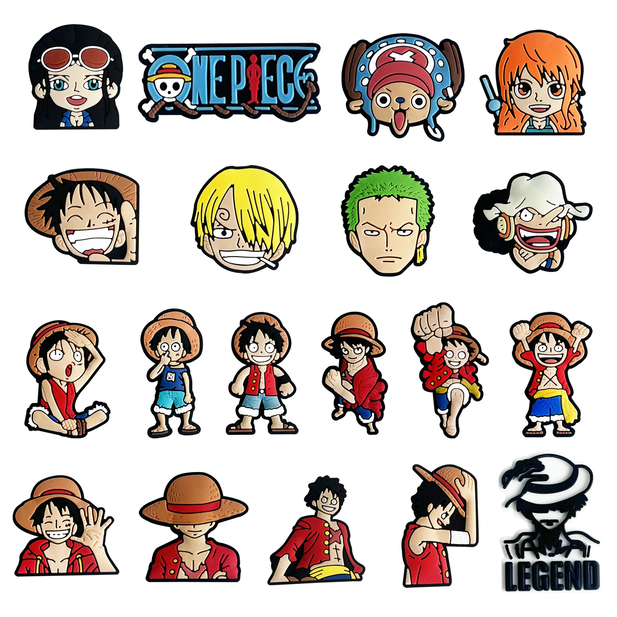 19pcs/set New One Piece Luffy for Cartoon Shoe Charms Accessories DIY Shoe Decoration Buckle for Classic Clog Kids Gifts