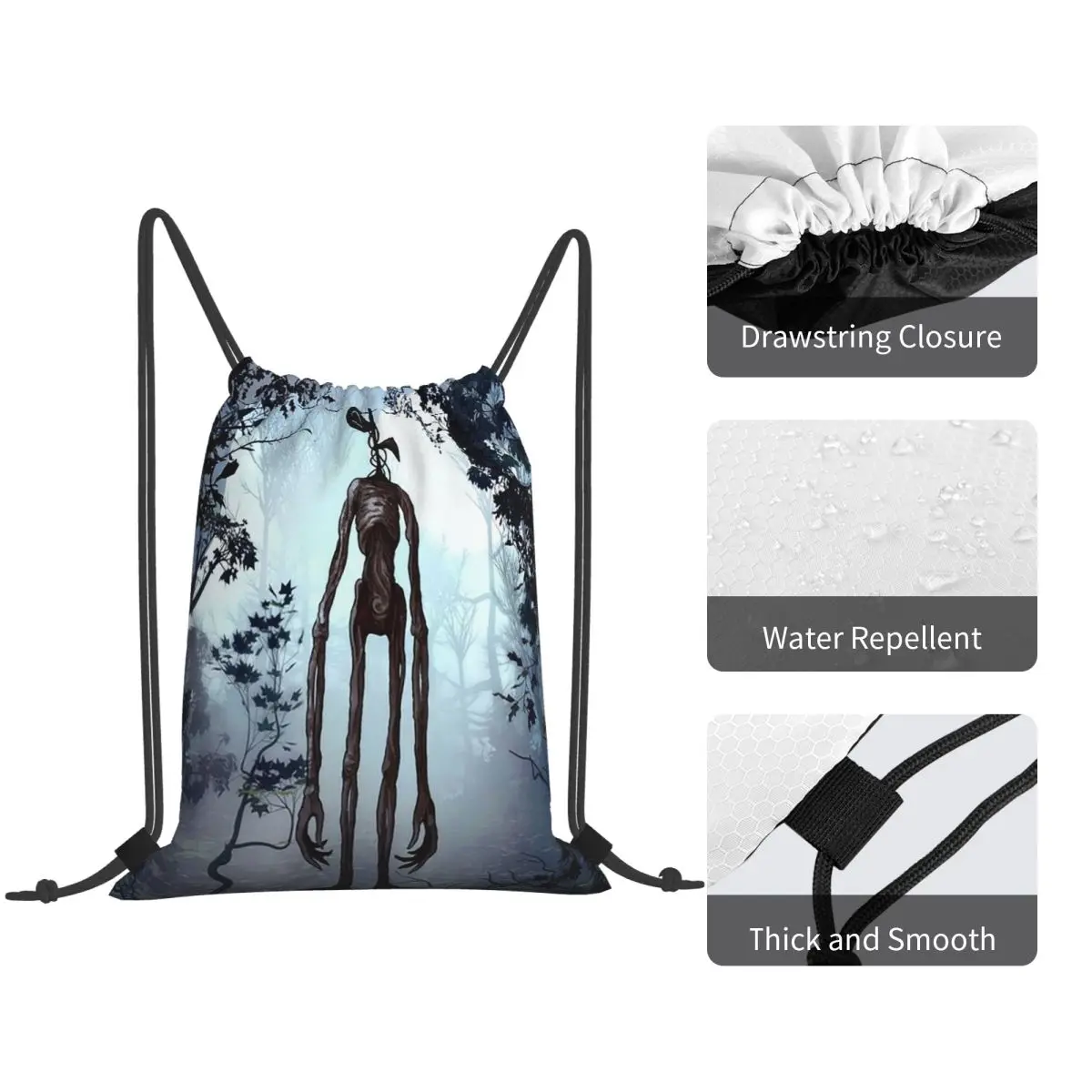 Siren Head In Dark Forest Backpacks Casual Drawstring Bundle Pocket Sundries Bag Book Bags for Travel School