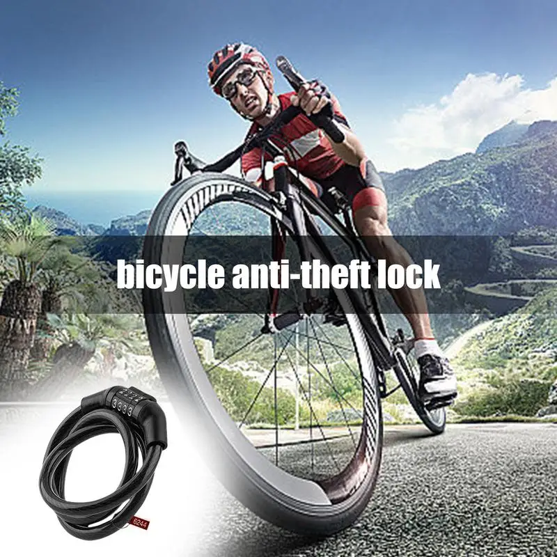 Cycling Security 4 Digit Combination Password Bike Bicycle Cable Chain Lock Bicycle Security Lock Equipment MTBs Bike Lock