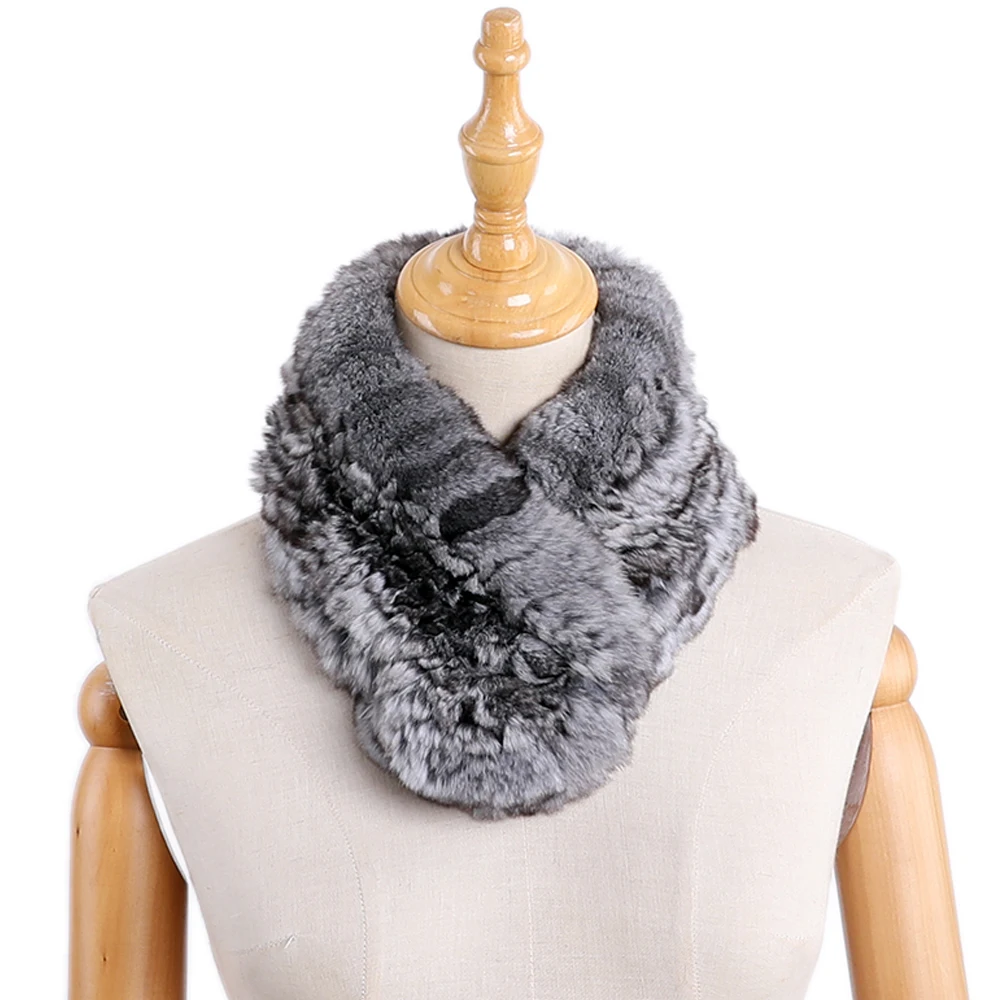 Highend Quality Women\'s 100% Real Chinchilla Fur Knitted Scarf Scarves Lady Fashion Warm Scarfs Neck warmer Closed By Magnet