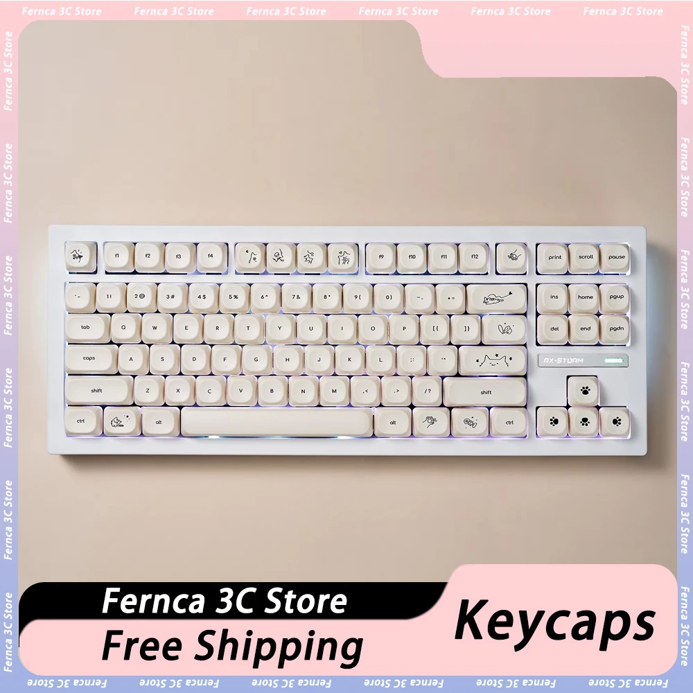 

Minimalism Keycap PBT Thermal Sublimation 124 Keys Cute Cats Dogs Mechanical Keyboard Girl Office PC Gamers Keycap Gifts