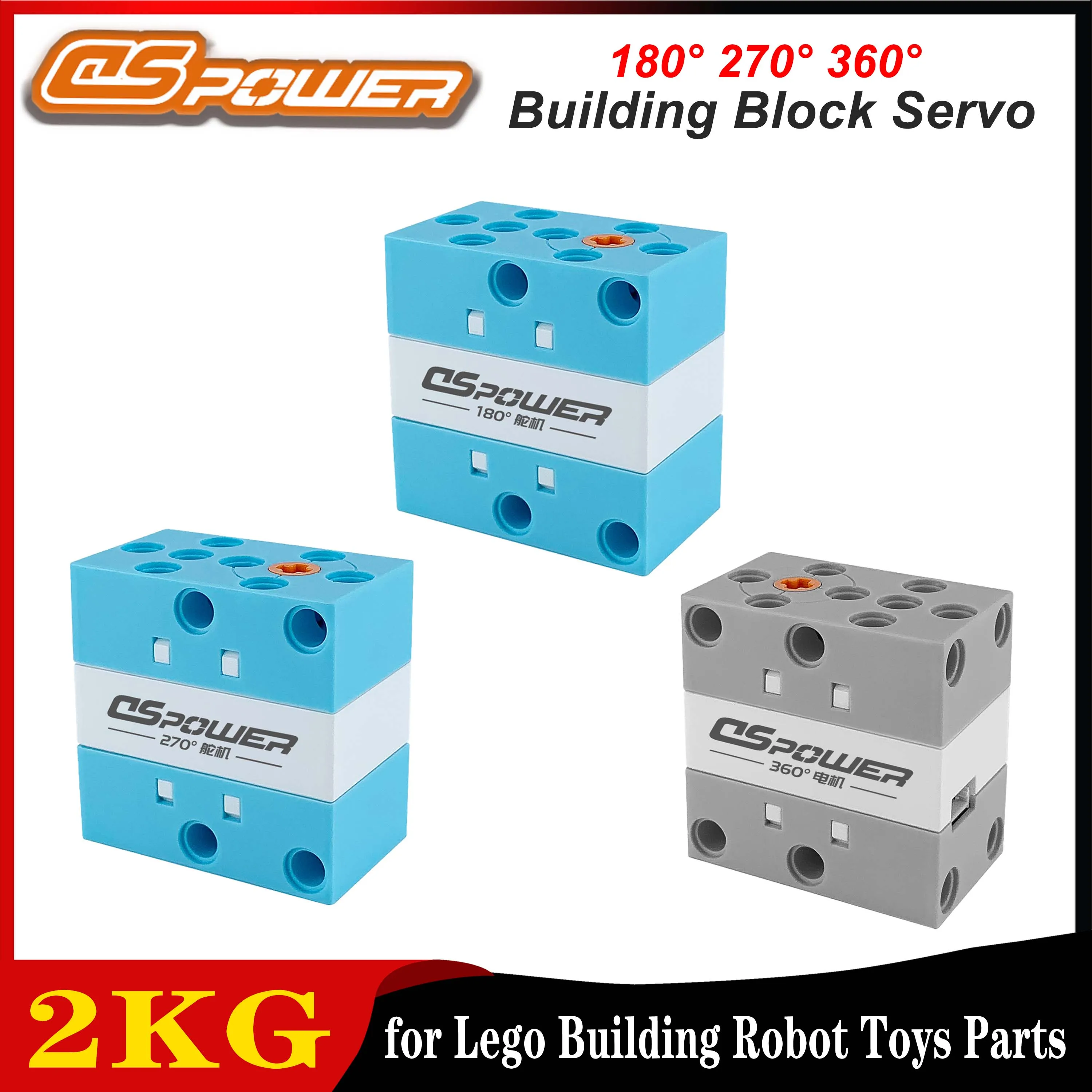 DSpower 2KG 180 °   270 °   360 °   Servo de bloques de construcción, broca porosa de alto par, programación de salida bidireccional para Robot de construcción Lego