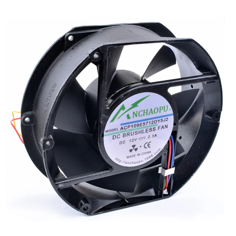 

Brand new original ANCHAOPU 109E5712DY5J2 17cm 17251 172*150*51M 12V 2.3A oval 3 line large air volume cabinet metal cooling fan