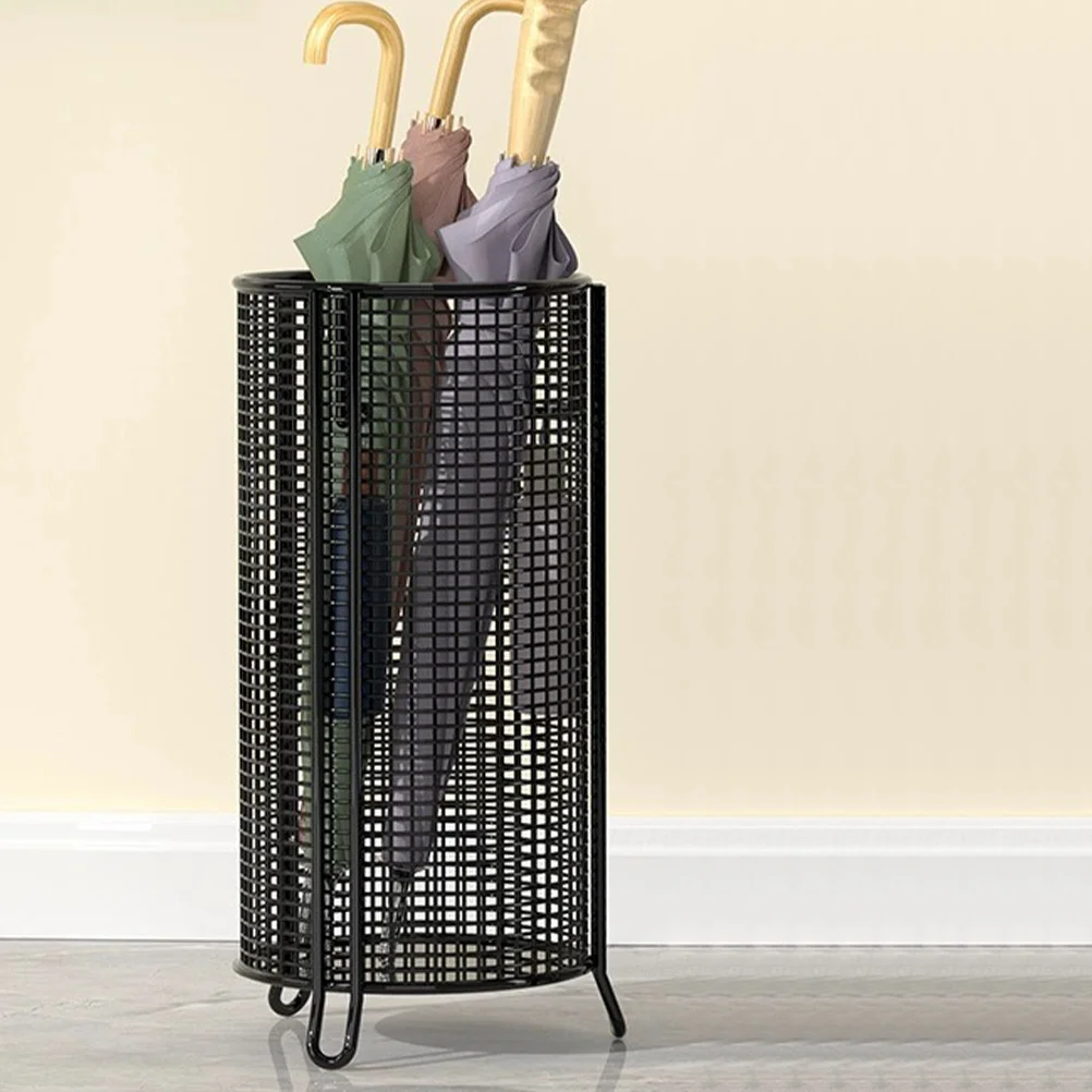 

Umbrella Rack Stand Metal Iron Art Drip Tray Wet Umbrella Storage Organizer Entryway Cane Holder Indoor Round Bucket