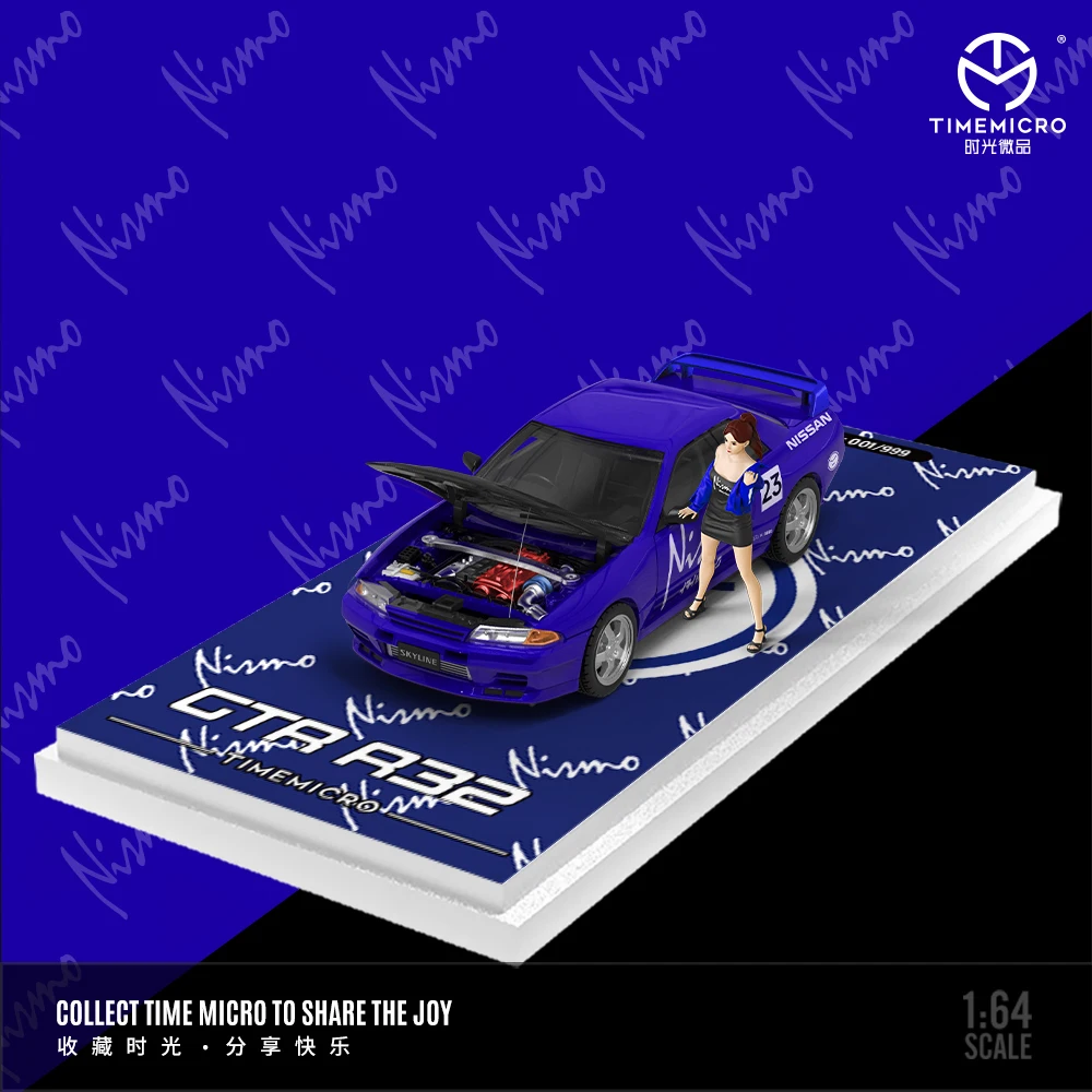 TimeMicro1/64 mini GTR R32-Nismo23 Race painting Beautiful girl resin action figure edition set