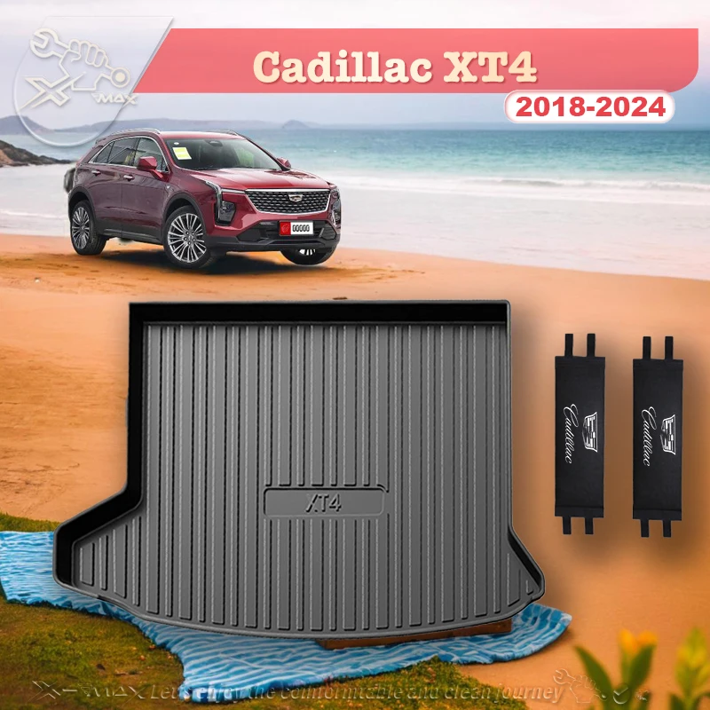 For Cadillac XT4 2018-2024 Custom Fit Car Trunk Mat All Season Black Cargo Mat 3D Shaped Laser Measured Trunk Liners