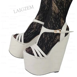 ZHIMA sandali con zeppa con plateau da donna 20CM décolleté con tacco alto Party Show scarpe fatte a mano con aumento dell'altezza donna taglia grande 41 45 46 47