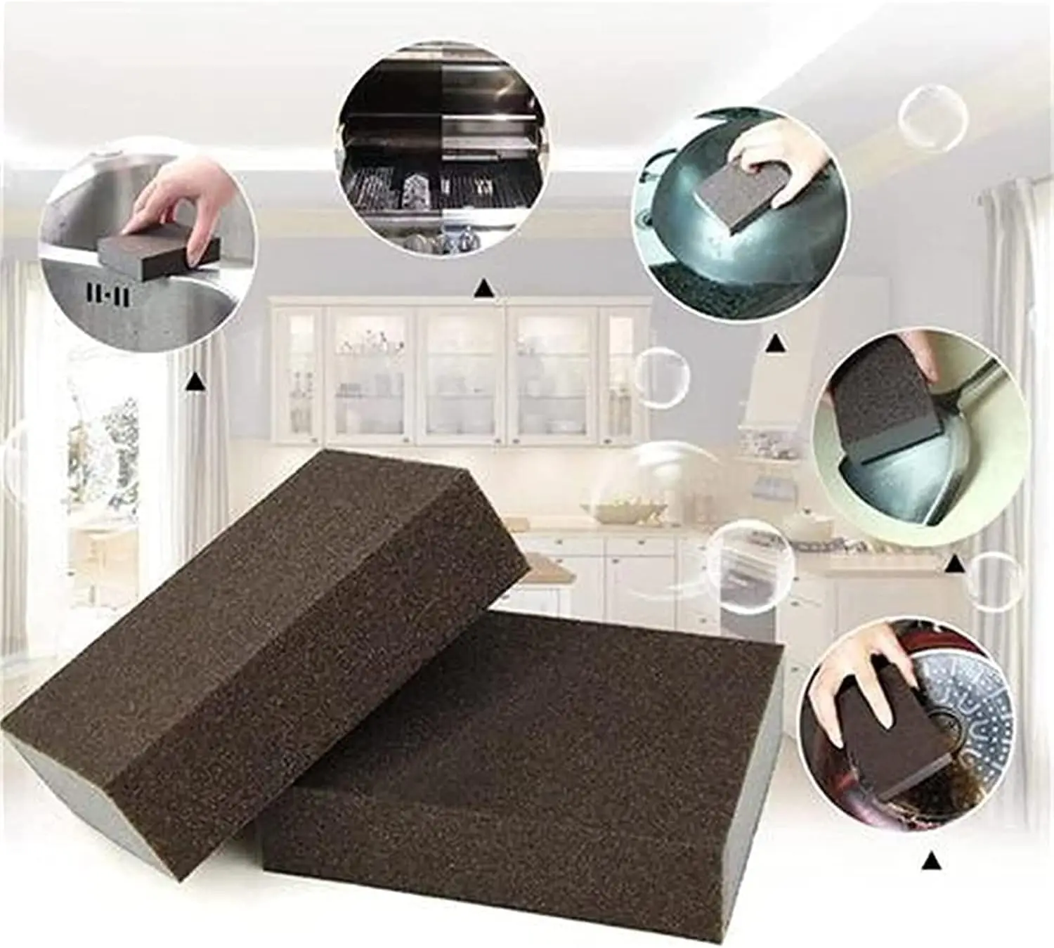 

4-Pack Heavy-Duty Scrub Sponge with Diamond Sand for Kitchen Cleaning, Non-Scratch, High Abrasive, Ideal for Pots & Pans