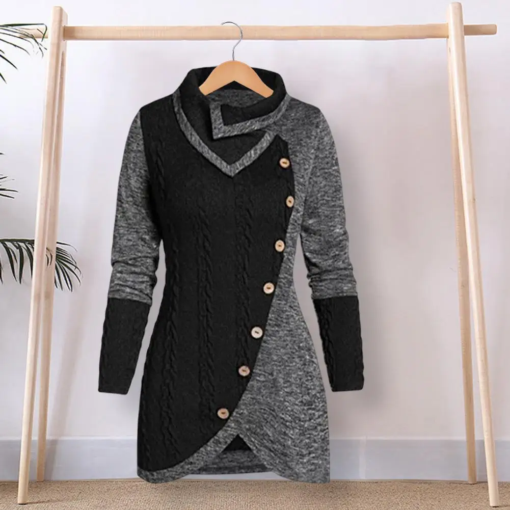 Keep Warm Ultra Soft Long Sleeves Contrast Color Stitching Knitted Sweater for Autumn