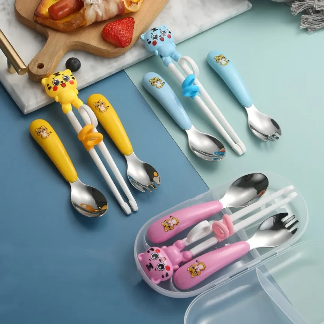 3Pcs/Set Cute Baby Learning Spoons Utensils Set Newborn Feeding Spoon 1/2PC Toddler Scoop Weaning Cutlery Children‘s Tablewar