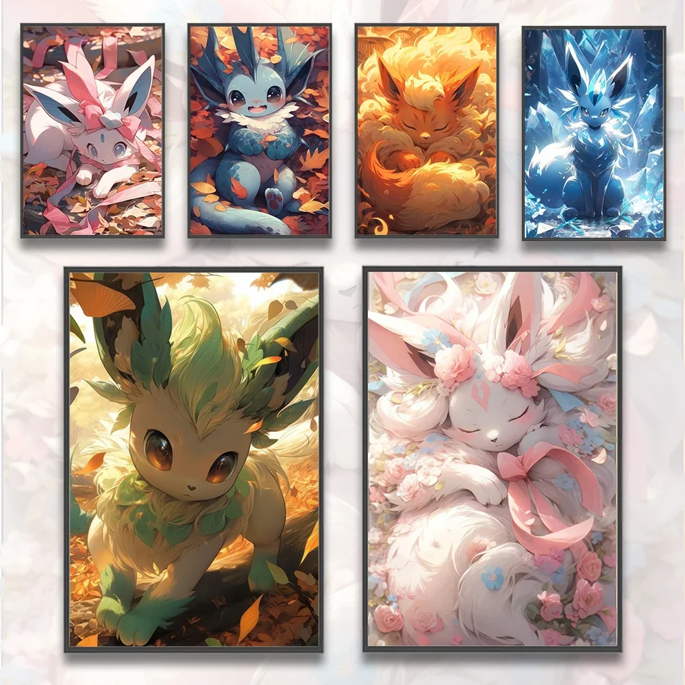 Póster autoadhesivo de Pokémon, decoración moderna de habitación, papel tapiz de Anime japonés, Pikachu, Eevee, periférico, Charizard, regalo para