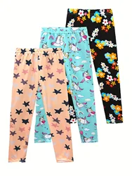 Kids Girls Chic Black Rainbow Tie Dye Leggings, Cute High Stretch Soft Comfy Pants