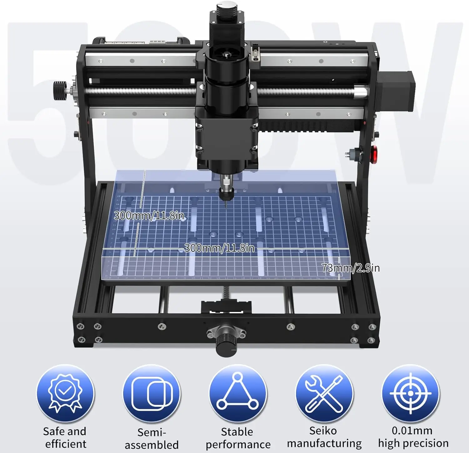 Imagem -04 - Cnc Router com Spindle Metal Gravura e Fresagem Máquina de Corte Faça Você Mesmo Laser Gravador Alumínio de Aço Inoxidável Grbl Eixos 500w