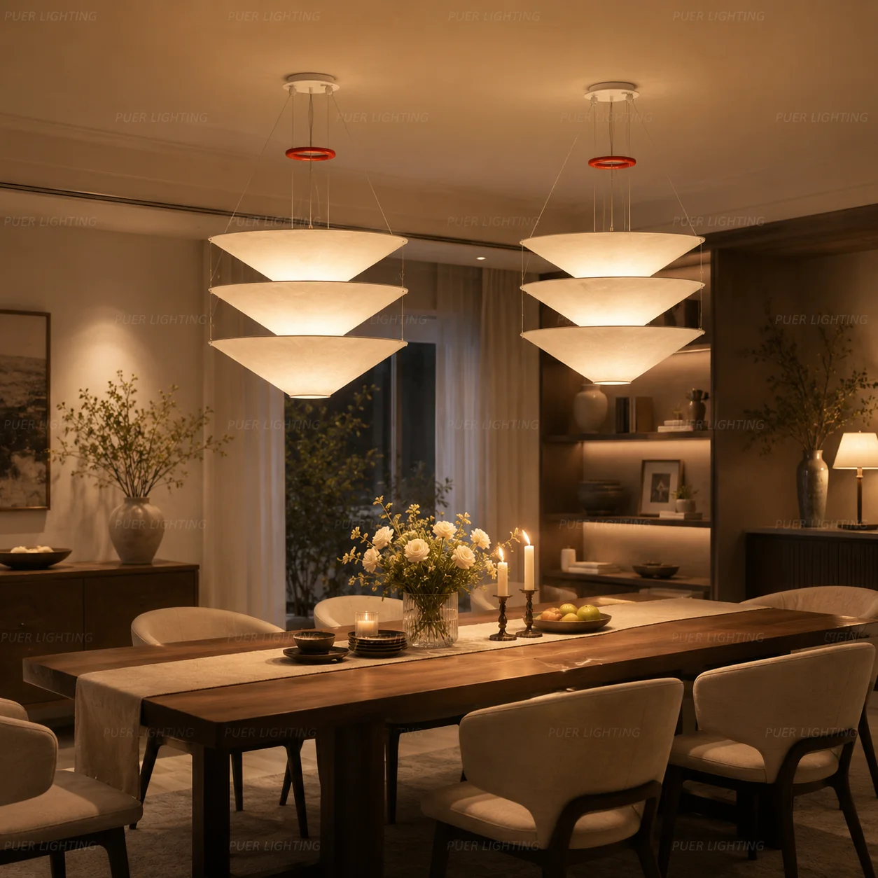 3-Layer Dupont Paper Chandelier Wabi Sabi French Vintage Lift Suspension Pendant Light Living Dining Room Decor Lighting