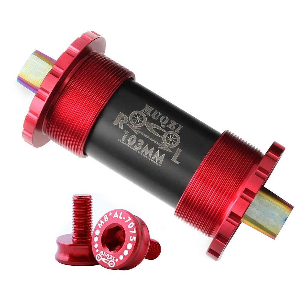 Titanium Alloy Square Hole Ceramic Central Axis for Bike 68MM Threaded Shaft Smooth Ball Bearing Folding Mountain Bicycle Racing