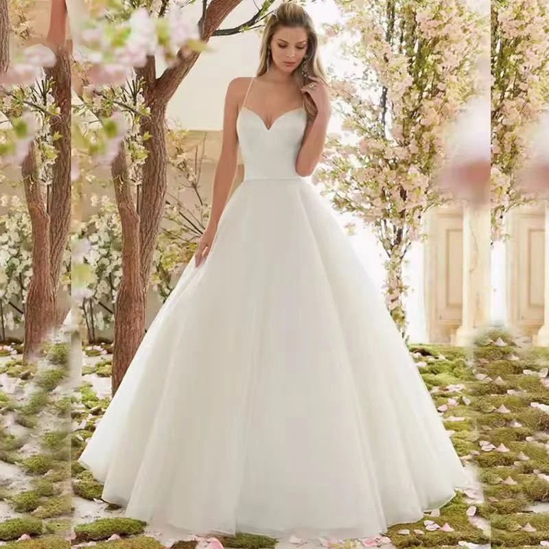 Spaghetti Straps Wedding Dress Organza Hochzeit Bride Gown Simple A Line Vestido De Novia 2026 Robe Mariage Boda Trouwjurk Cheap