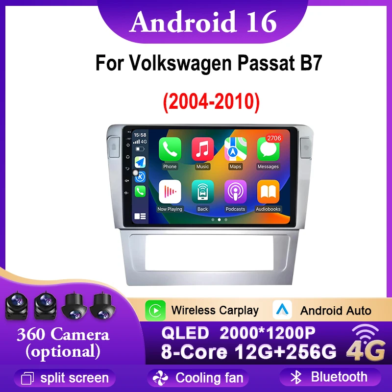 

Car Radio For Volkswagen Passat B7 2004-2010 Carplay Android Auto Video Multimedia Player Stereo Screen GPS Navigation WIFI BT
