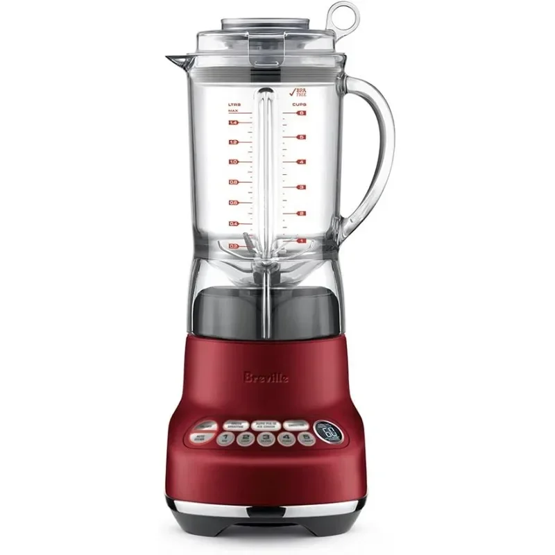 Breville, o Fresh & Furious Food Blender, Veludo Vermelho, 5 Configurações de Velocidade, 1100 Watts, 50 oz, Inclui Acessórios