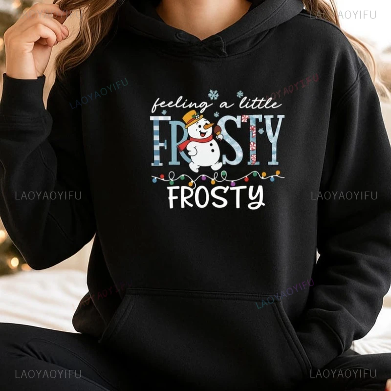 

Merry Christmas Hoodie Reindeer Snowman Snowflakesanta Claus Festive Season Sweatshirt Cute Snowman Hoodie Humor Style
