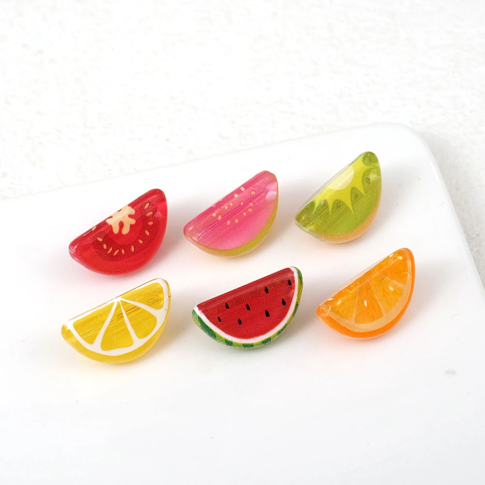 10 Stück 10 x 18 mm Wassermelonen-Zitronen-Perlen aus Acryl, lose Abstandsperlen für Schmuckherstellung, Zubehör, DIY-Anhänger, Armband, Halskette – Detail 2