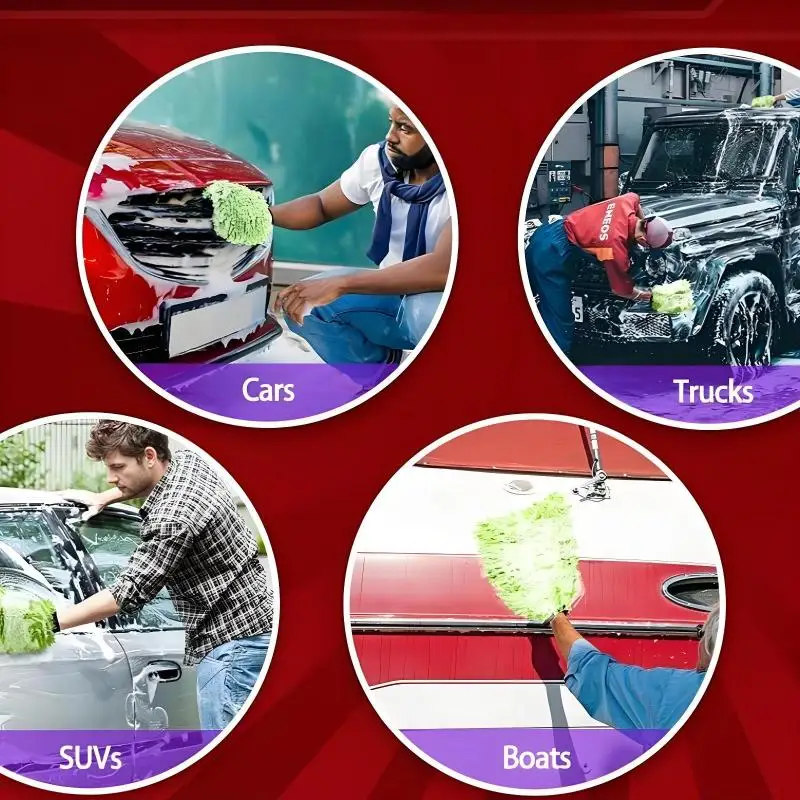 Fusselfreie Autowaschhandschuhe aus Weichem Chenille, Kratzfeste Mikrofaser-Handschuhe für Auto, LKW, Boot, Professionelle Autopflege – Detail 4