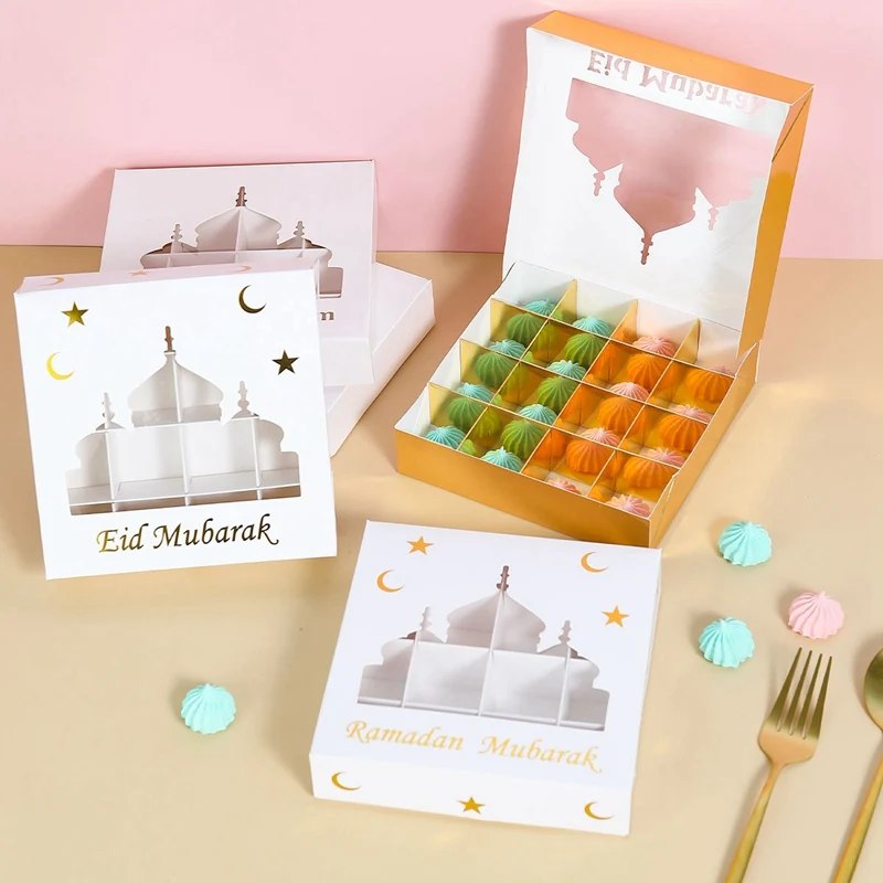 Eid Mubarak Geschenkdoos Taart Bonbondoos Ramadan Decoratie voor Thuis 2025, Islamitische Moslim Feestartikelen Eid Al-fitr Ramadan Kareem