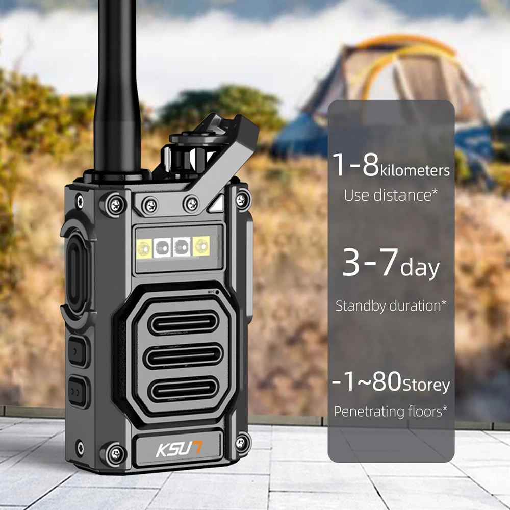 KSUT X36 Two Way Radio Metal Body Strobe Light Walkie Talkie for Outdoor Camping Adventure