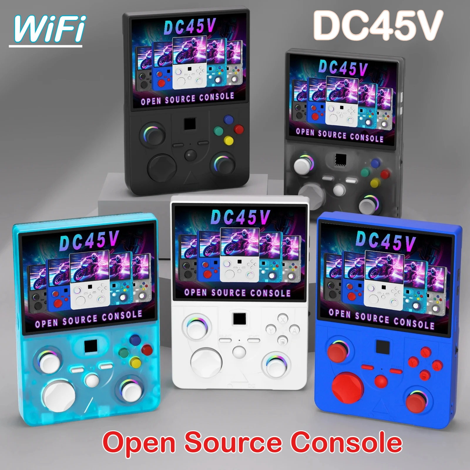 

Портативная игровая консоль DC45V с Wi-Fi, открытым исходным кодом, 4,5-дюймовым HD IPS-экраном, встроенным вибромотором