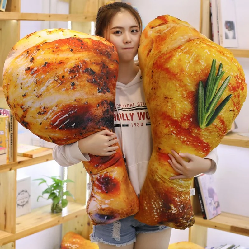 Tamanho Gigante Real Life Food Plush Toy, Frango, Pintainho, Asa, Baqueta, Travesseiro Frito, Almofada, Presente de Aniversário, 60-110cm