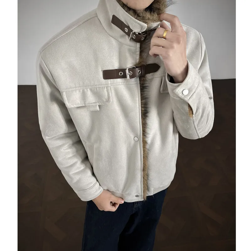 

Thiened Winter Jaet with Fur Collar Men Women Cotton Warm Motorcycle Sle Coat Youth Casual Long Sve Regular Length