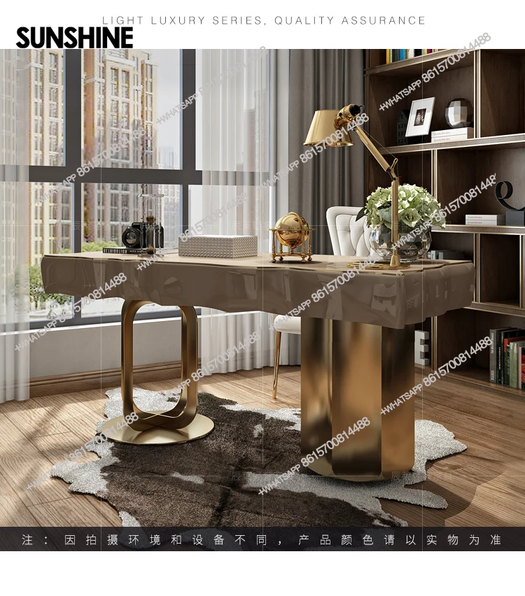 

Postmodern desk and chair simple American desk writing desk paint study bedroom stainless steel computer