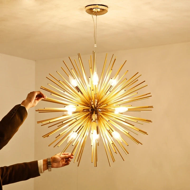 

Nordic LED Aluminum Dandelion Chandelier for Dining Room Lustre Golden Pendant Light Fixture Bedroom Ball Lamp Home Decoration